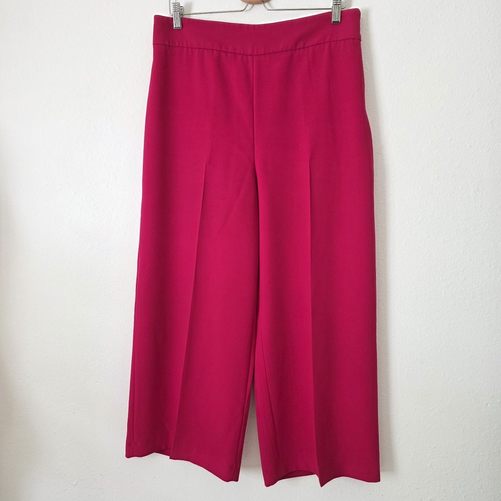 Zara Women's Pink Wide Leg High Rise Side Zip Crepe Culotte Pants Sz XL